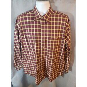 Orvis Mens Large Button Down Cotton Red Multi Plaid Long‎ Sleeve Casual Shirt
